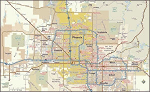 Popular Maps Framed Print Collection: Phoenix, Arizona area map