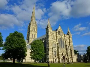 Gothic Architecture Framed Print Collection: Salisbury cathedral, Wiltshire, England