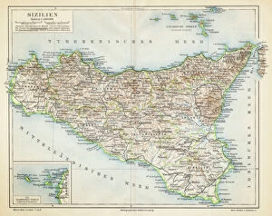 Related Images Pillow Collection: Sicily map 1895