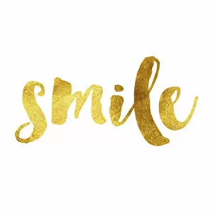 Inspirational Art Quote Canvas Print Collection: Smile gold foil message