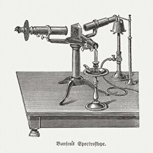 Related Images Fine Art Print Collection: Spectroscope (c. 1860) by Bunsen and Kirchhoff, published in 1880