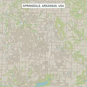 Geological Map Photographic Print Collection: Springdale Arkansas US City Street Map