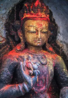 Buddhist Architecture Collection: Statue of Buddha, Swayambhunath, Kathmandu, Nepal