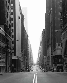 City Street Collection: Street in NY city, (B&W)