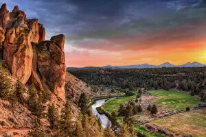 Scenic artwork Pillow Collection: Sunset at Smith Rock State Park in Oregon