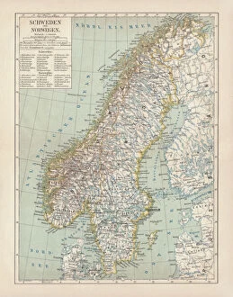 Lithograph Collection: Sweden and Norway, lithograph, published in 1878