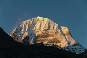 Berg Collection: Tibetan Buddhism, snow-capped sacred Mount Kailash, or Gang Rinpoche, pilgrims trail, Kora, Ngari