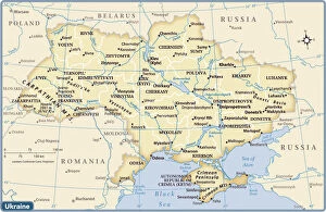 Posters Photographic Print Collection: Ukraine country map