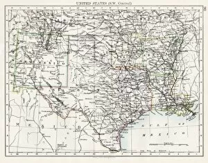 Related Images Poster Print Collection: United States South West Central map 1897