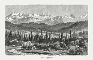 France Premium Framed Print Collection: Valley of Pau, Pyrenees, France, wood engraving, published in 1897