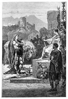 Ancient Rome Collection: Vercingetorix surrendering to Julius Caesar