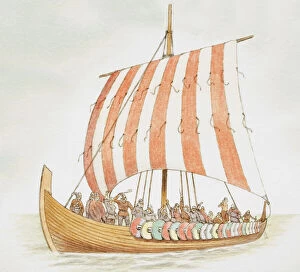 Masts Collection: Viking longship carrying warriors
