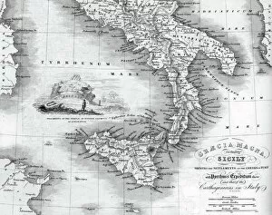 Greece Canvas Print Collection: Vintage map of Magna Graecia