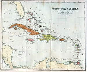 Related Images Jigsaw Puzzle Collection: Vintage map of the West India Islands 1860s