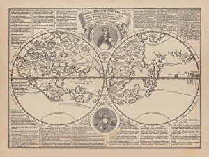 German Culture Collection: World map by Martin Behaim, 1492, wood engraving, published 1884