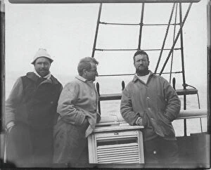 British Antarctic Expedition 1907-09 (Nimrod) Mouse Mat Collection: Aeneas Mackintosh, Jameson Adams and Bertam Armytage on board Nimrod