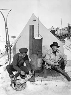 Antarctic Expedition Pillow Collection: Ernest Shackleton and Frank Hurley at Patience Camp