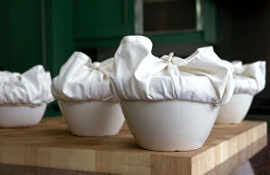 18 Jul 2015 Photographic Print Collection: A batch of traditional English Christmas puddings, with cloths tied ready to steam