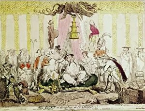 Chinoiserie Framed Print Collection: The Court at Brighton a La Chinese - 1816 by George Cruikshank (1792-1878) British
