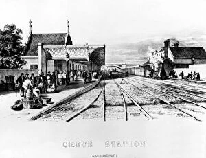 Railways Pillow Collection: Crewe Station started service on 4 July 1837 with the opening of the Grand Junction Railway
