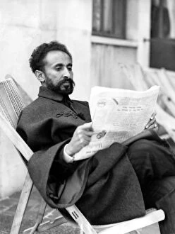 Fine art portraits Greetings Card Collection: Emperor Haile Selassie I of Abyssinia is enjoying a seaside holiday at Eastbourne