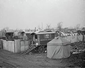 Homes Collection: Gypsy caravans and tents on Belvedere Marshes, Kent