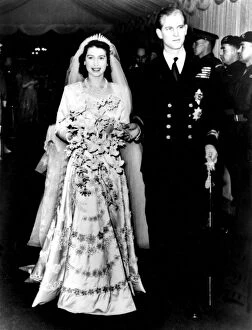 Queen Elizabeth II Metal Print Collection: The wedding of Princess Elizabeth (now Queen Elizabeth II) and Prince Philip - 20th