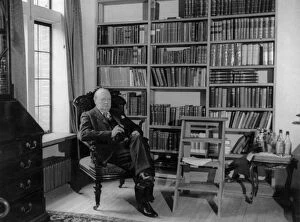 Winston Churchill Collection: Winston Churchill at home in his library in Chartwell Westerham Kent