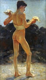 Figurative painting Canvas Print Collection: After the Bathe, Henry Scott Tuke (1858-1929)