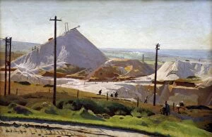 Impressionist paintings Framed Print Collection: A China Clay Pit, Leswidden, Harold Harvey (1874-1941)