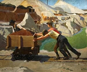 Landscape paintings Canvas Print Collection: The Clay Pit, Harold Harvey (1874-1941)