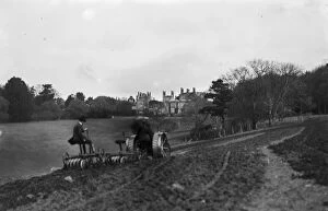 Penkevil Collection: Disc harrowing, Tregothnan House, St Michael Penkivel, Cornwall. 8th April 1918
