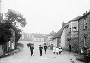 Queen Victoria Queen Victoria Pillow Collection: Fore Street looking east towards The Square, Probus, Cornwall. Early 1900s