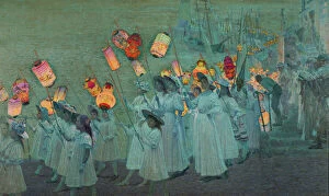 Asia Pillow Collection: Jubilee Procession in a Cornish Village, A. G. Sherwood Hunter (1846-1919)