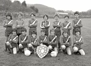 George Barker Pillow Collection: Lostwithiel CP School football team, Lostwithiel, Cornwall. March 1984