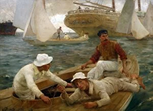 Figurative painting Pillow Collection: The Run Home, Henry Scott Tuke (1858-1929)