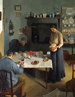 Impressionist art Fine Art Print Collection: The Tea Table, Harold Harvey (1874-1941)