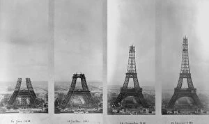 Related Images Cushion Collection: Eiffel Tower Construction Montage