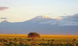 18 Apr 2004 Mounted Print Collection: Mount Kilimanjaro Sunset
