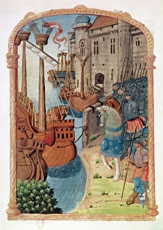 Froissart Collection: 8378 Velin 745 f. 1 Knights on horseback, c. 1350s (vellum)