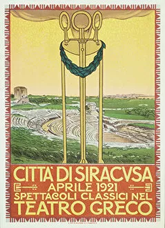 Advertising Poster Collection: Advertising poster for the theater season in the greek arena of Syracuse, Italy, 1921