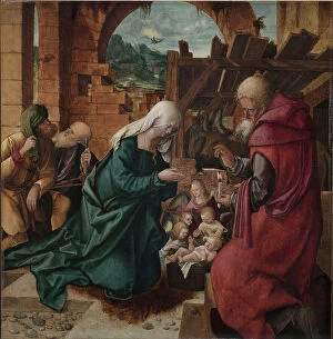 Albrecht Durer Photographic Print Collection: Adoration of the Shepherds, c. 1510 (oil on wood)