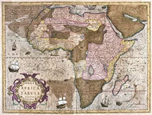 Gerardus Mercator's Cartographic Legacy Premium Framed Print Collection: Africa (engraving, 1596)