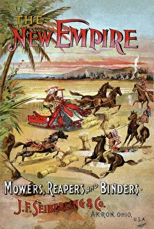 Akron Collection: Agricultural Machine: Promotional flyer for the mower, harvester and binder 'The New Empire'