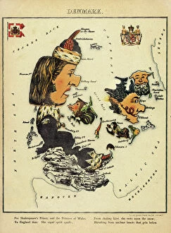 Denmark Mouse Mat Collection: Allegorical representation of the map of Denmark in the form of a woman on ice skates