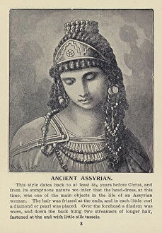 Diamonds Collection: Ancient Assyrian women's headdress (litho)