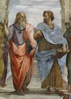 Athens Collection: Aristotle and Plato: detail of School of Athens, 1510-11 (fresco) (detail of 472)