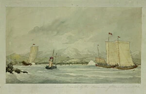 Greenwich Fine Art Print Collection: Attack on Chinese Pirates by the pinnace of HMS Druid, 1842, 19th century (watercolour)