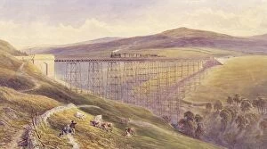 Cattle Framed Print Collection: Belah Viaduct, 1869 (w / c and gouache with pen & ink on paper)
