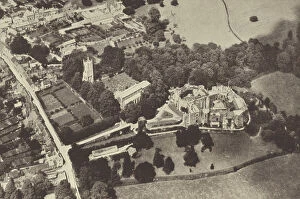 Ireland Premium Framed Print Collection: Berkeley Castle, Aerial View (b/w photo)